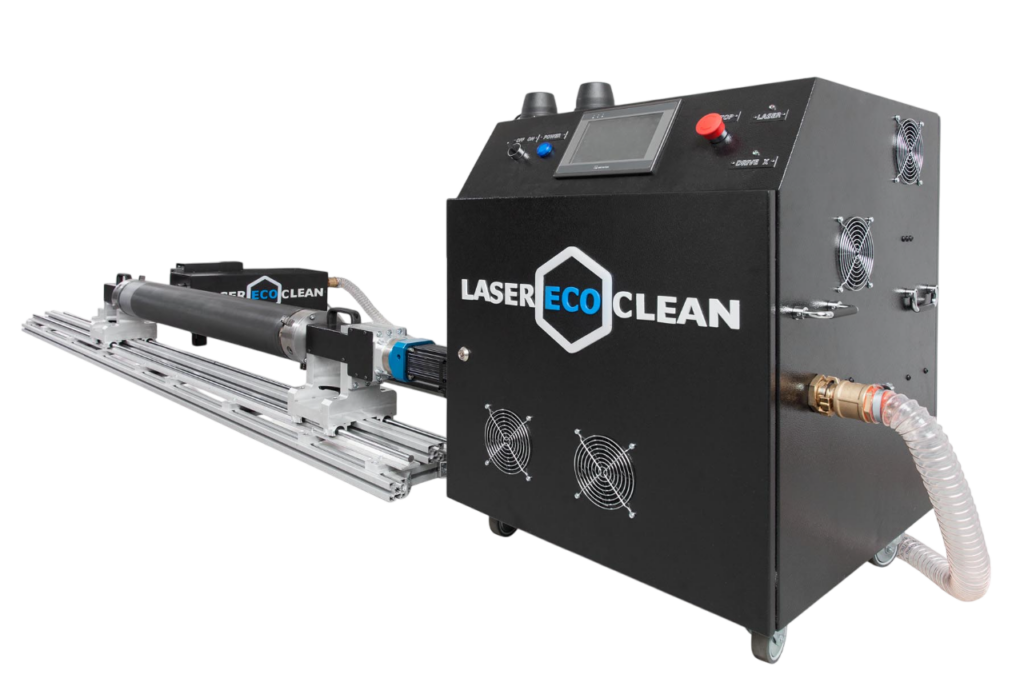 LaserEcoClean anilox roll laser cleaning machine in operation