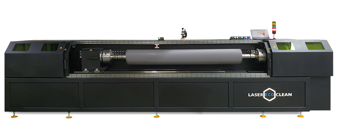 Stationary equipment for laser cleaning of anilox roll LEC500 with open doors