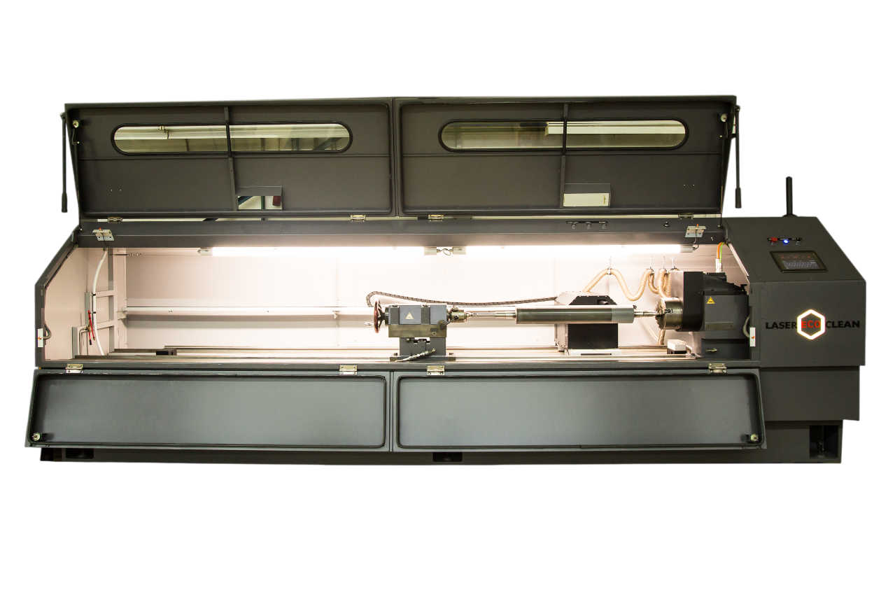 Stationary equipment for laser cleaning of anilox roll LEC1000 with open door